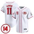 Silnrao C.Reds #11 Barry Larkin Player White Vapor Premier Limited Home Stitched Jerseys