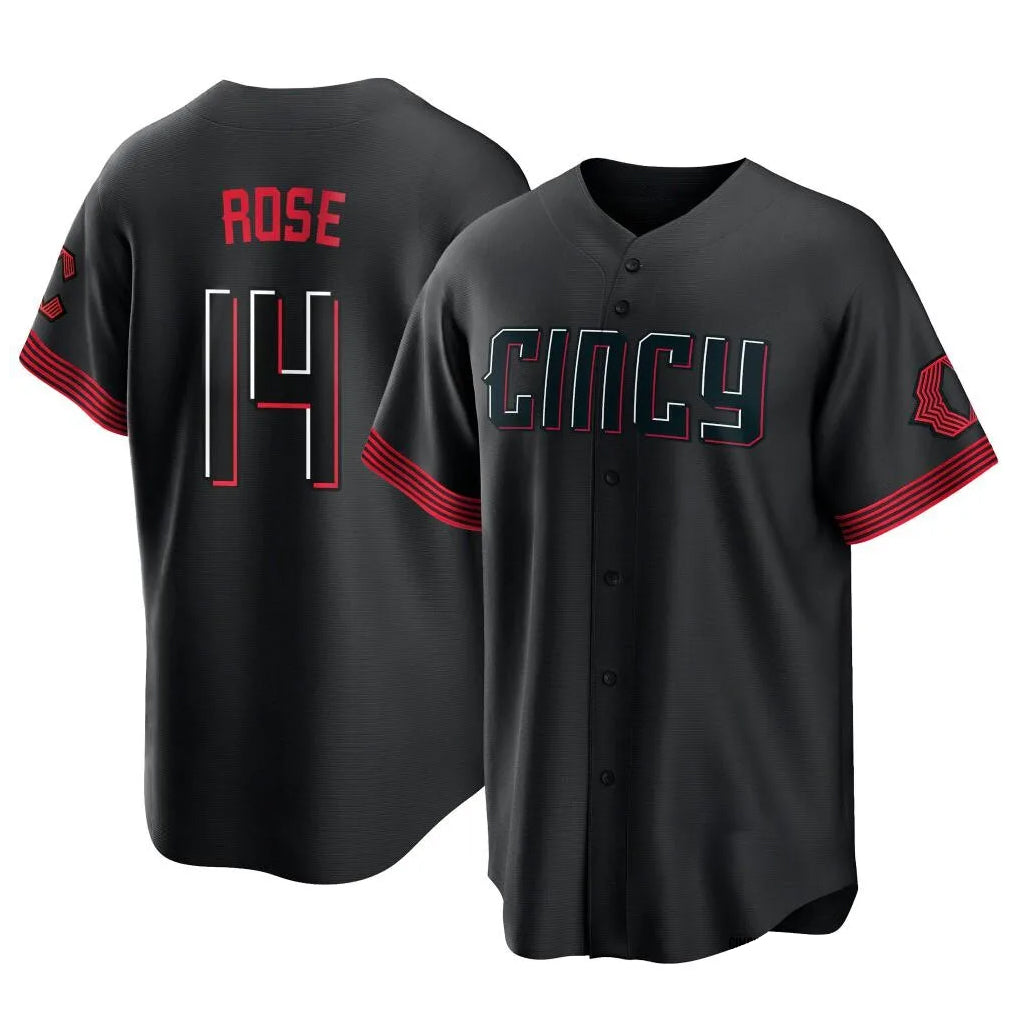 Silnrao C.Reds #14 Pete Rose Player Black City Connect Home Game Stitched Jerseys