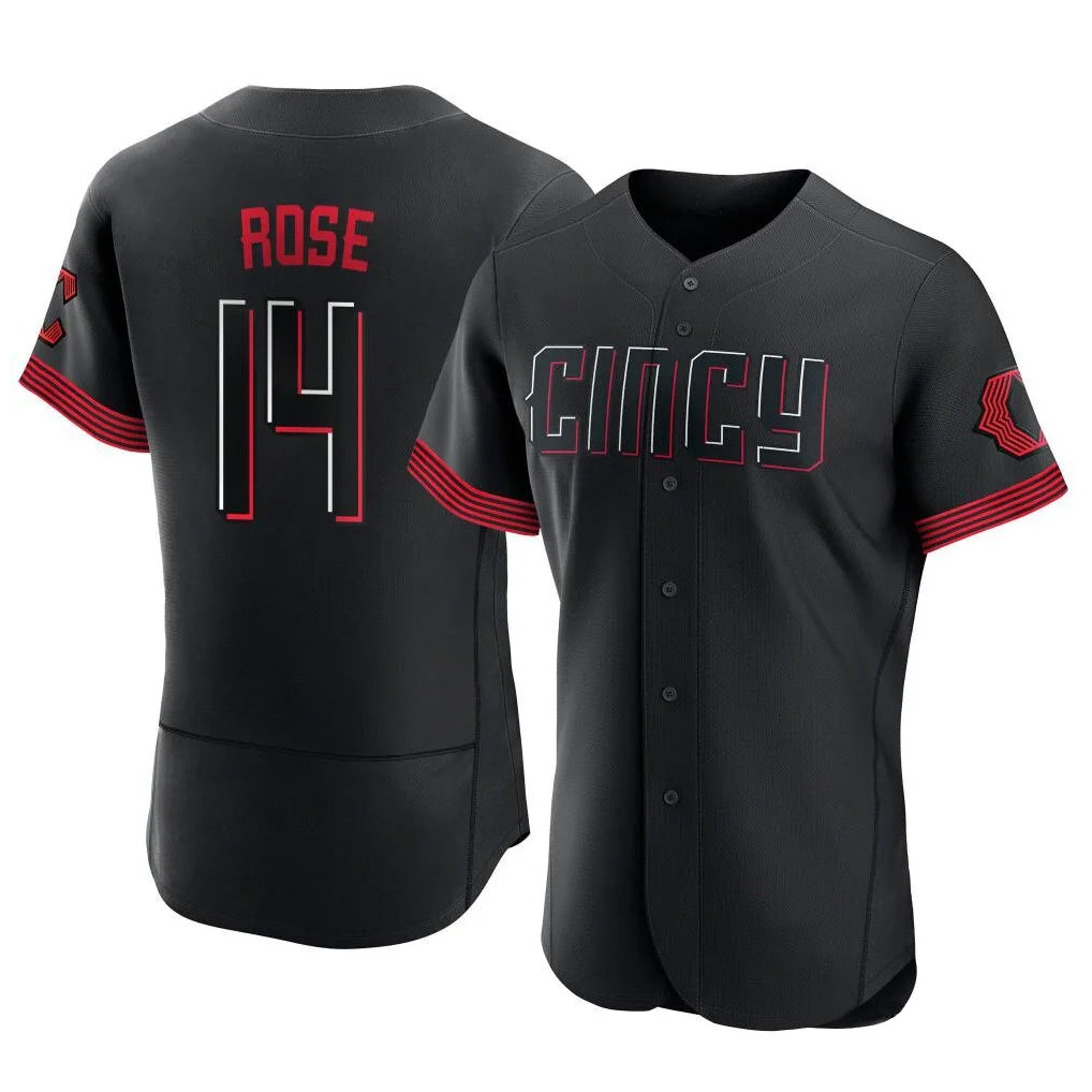 Silnrao C.Reds #14 Pete Rose Player Black City Connect Limited Elite Home Stitched Jerseys