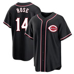 Silnrao C.Reds #14 Pete Rose Player Black Fashion Out Home Game Stitched Jerseys