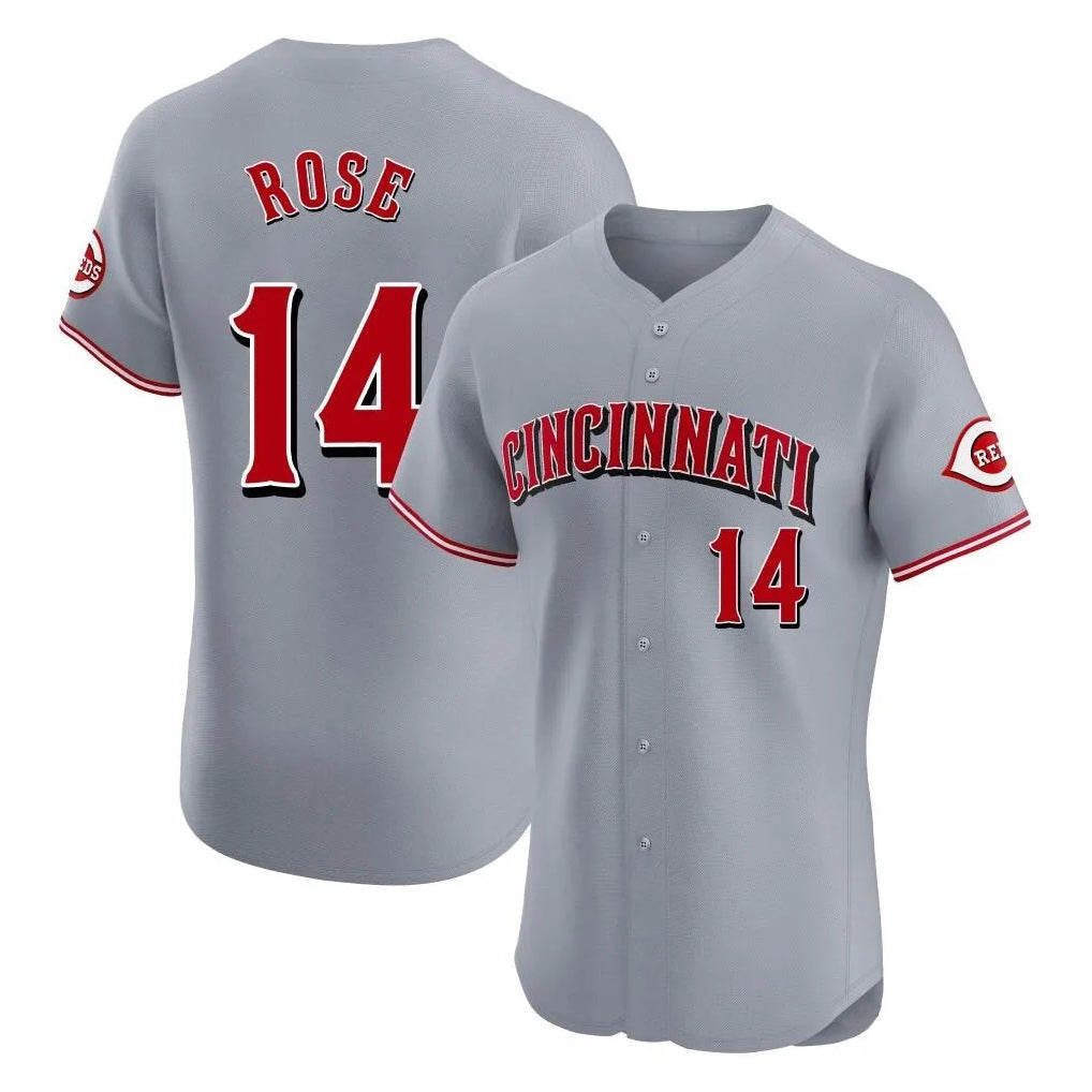 Silnrao C.Reds #14 Pete Rose Player Gray Limited Elite Home Stitched Jerseys