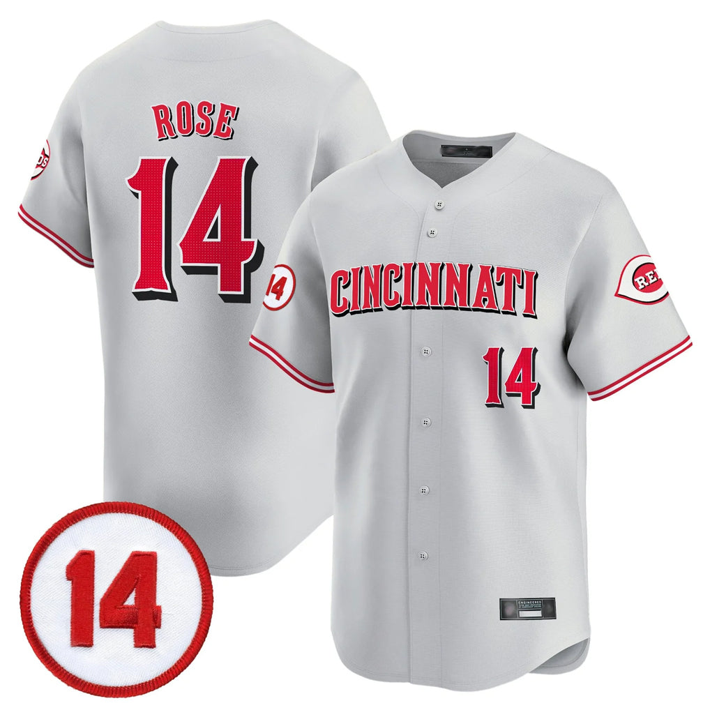 Silnrao C.Reds #14 Pete Rose Player Gray Vapor Premier Limited Home Stitched Jerseys