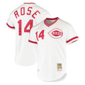 Silnrao C.Reds #14 Pete Rose Player Mitchell & Ness White Throwback Cooperstown Mesh T-shirt Game Stitched Jerseys