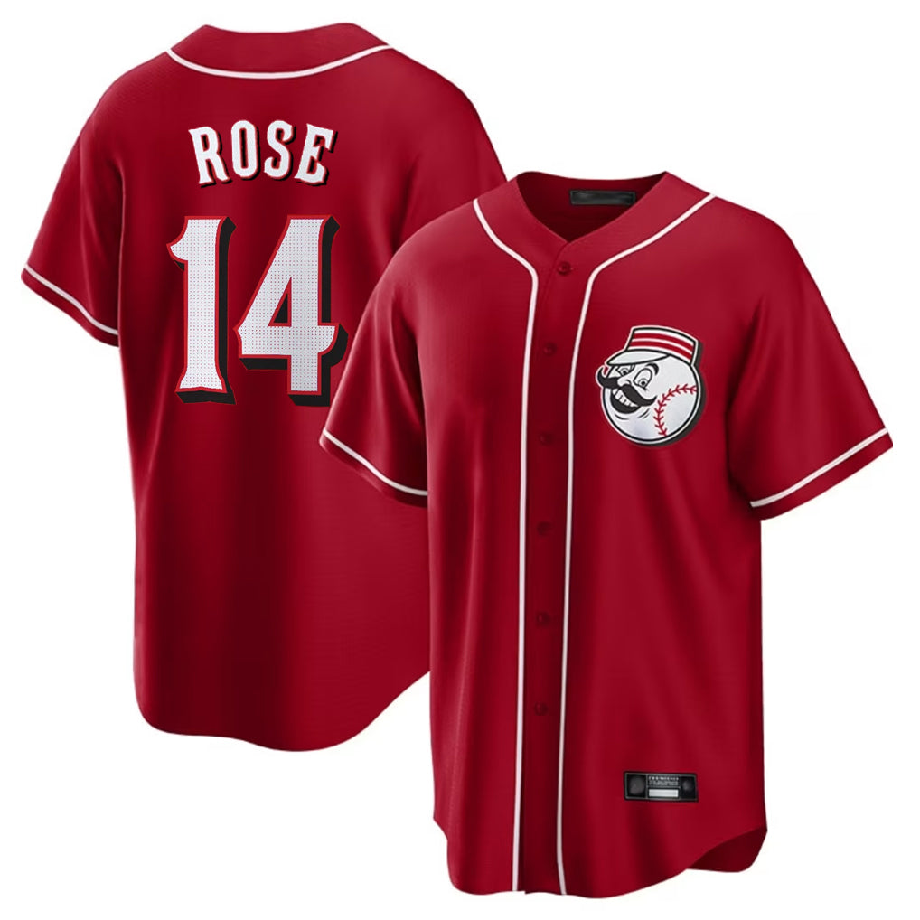 Silnrao C.Reds #14 Pete Rose Player Red Home Game Stitched Jerseys