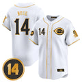 Silnrao C.Reds #14 Pete Rose Player White-Gold Vapor Premier Limited Home Stitched Jerseys