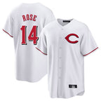 Silnrao C.Reds #14 Pete Rose Player White Home Game Stitched Jerseys