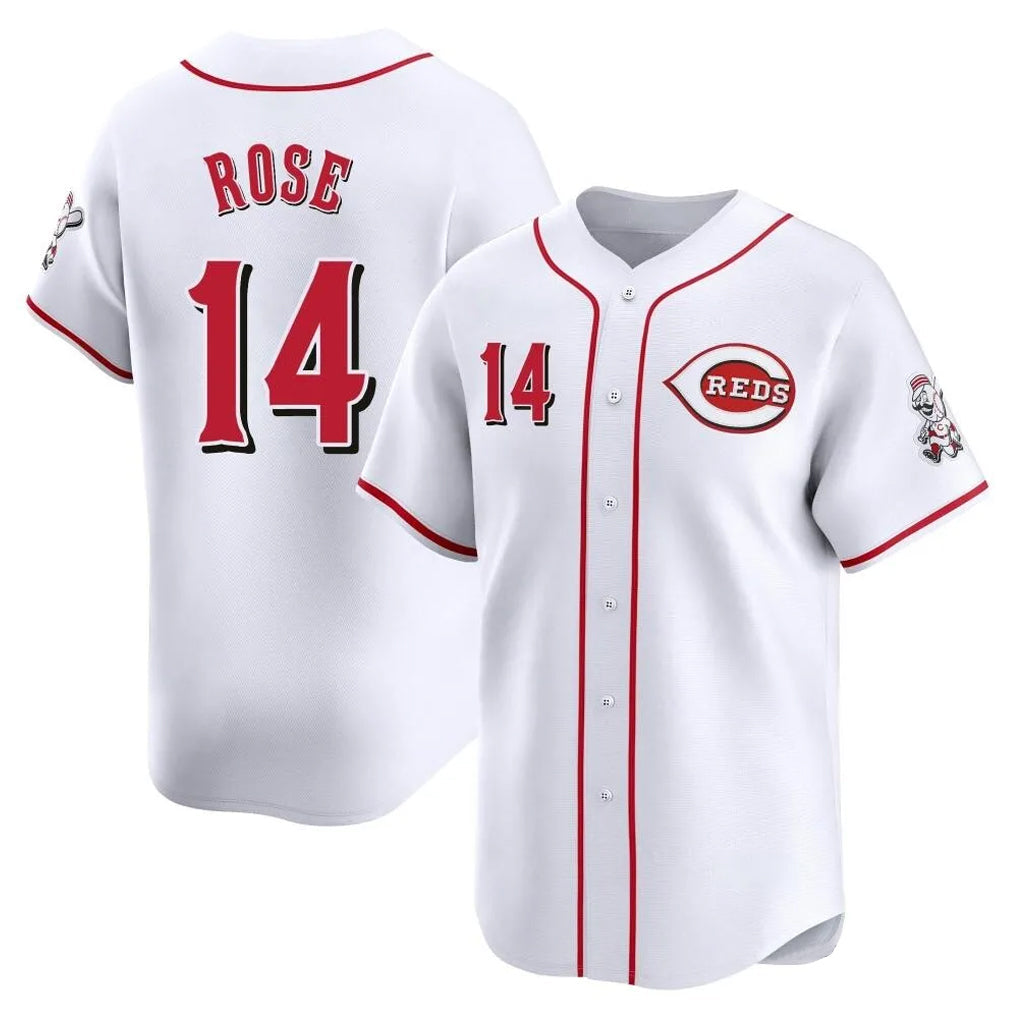 Silnrao C.Reds #14 Pete Rose Player White Home Limited Stitched Jerseys