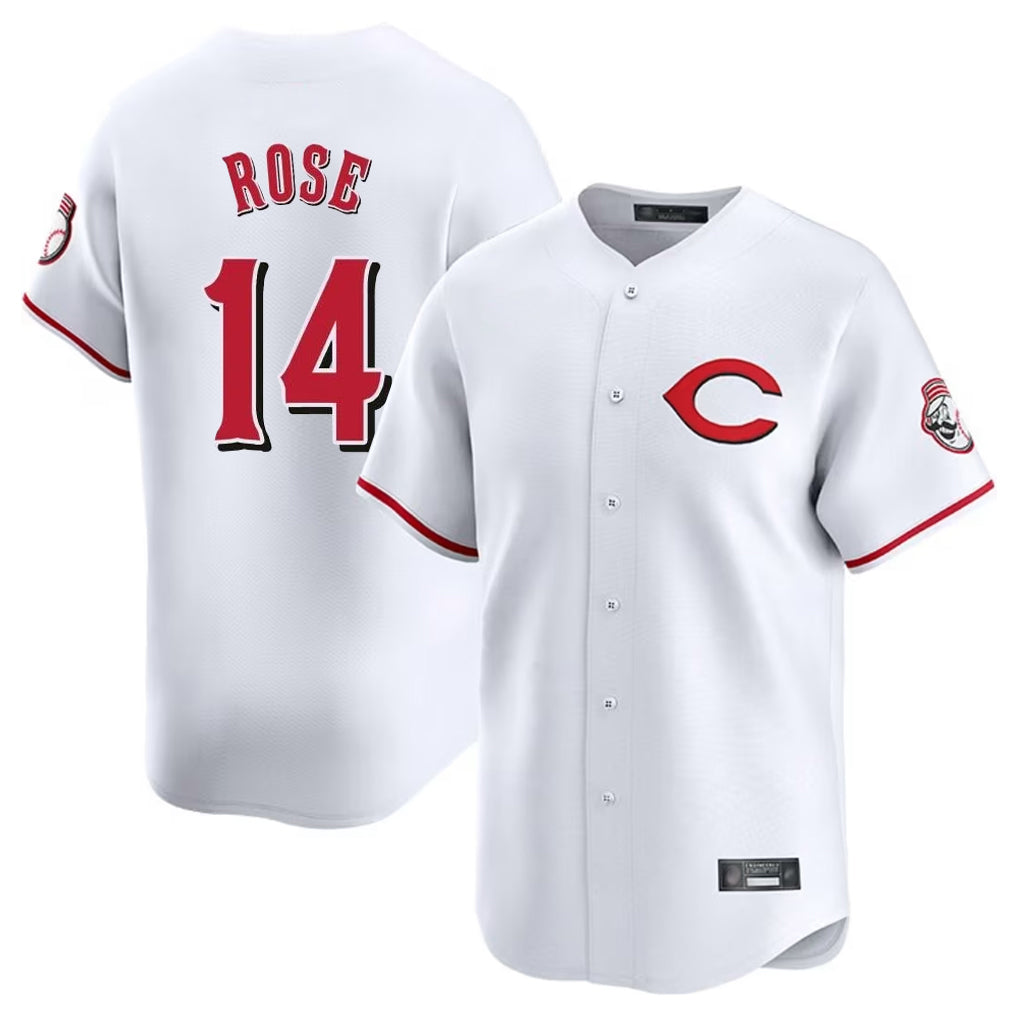 Silnrao C.Reds #14 Pete Rose Player White Limited Home Stitched Jerseys