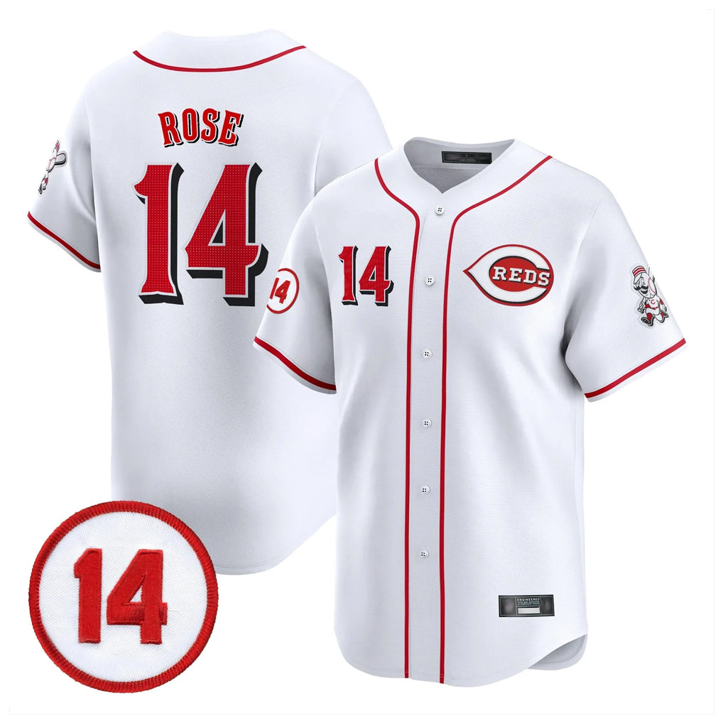 Silnrao C.Reds #14 Pete Rose Player White Vapor Premier Limited Home Stitched Jerseys