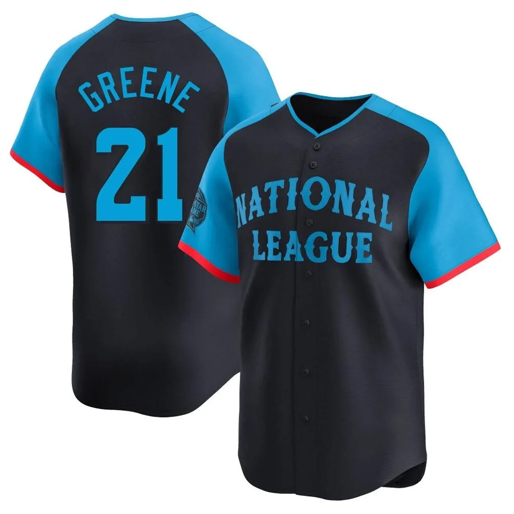 Silnrao C.Reds #21 Hunter Greene Player Navy Limited National League All-Star Game Stitched Jerseys