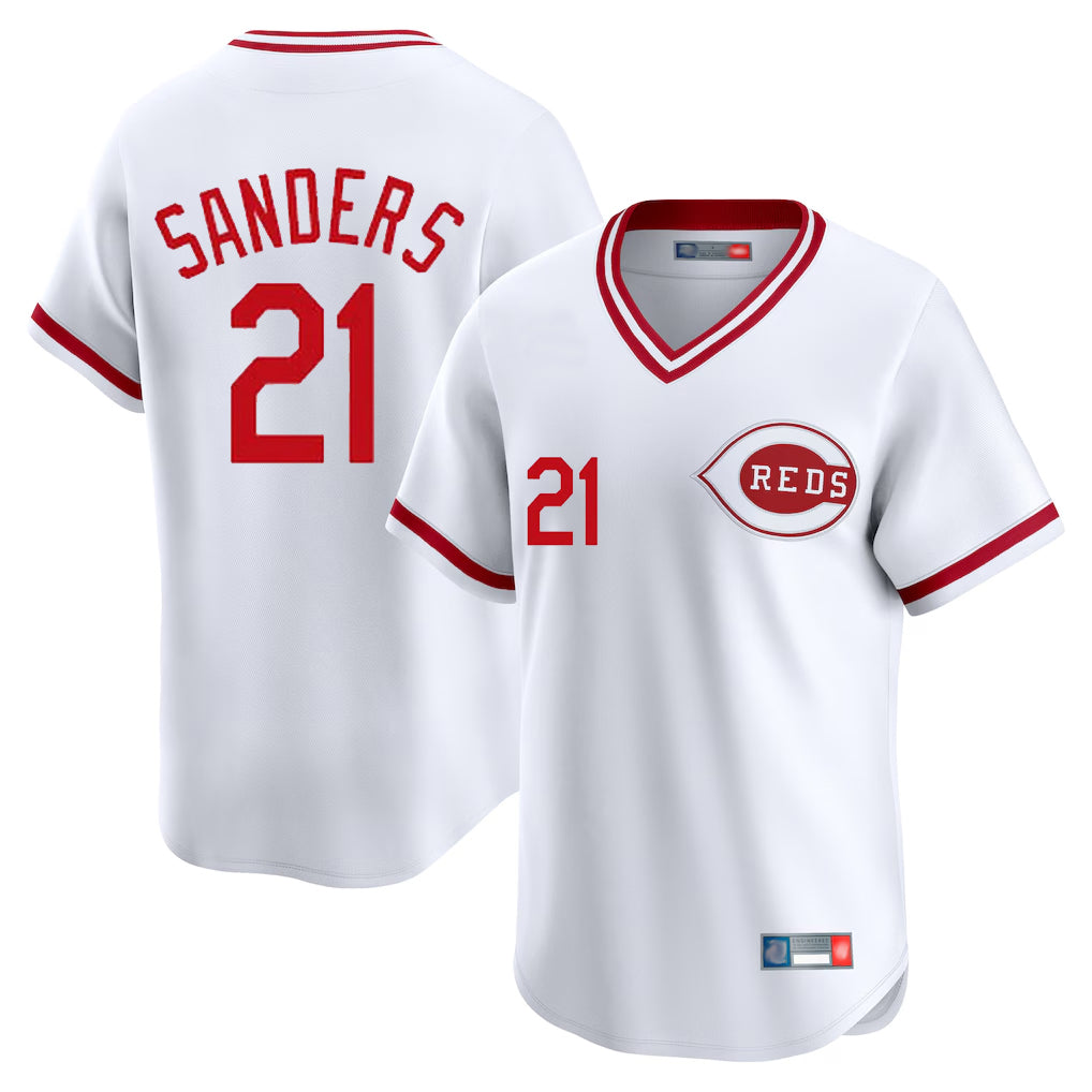 Silnrao C.Reds #21 Hunter Greene Player White Cooperstown Collection Limited T-shirt Home Stitched Jerseys