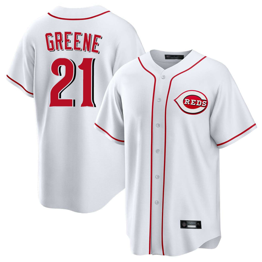 Silnrao C.Reds #21 Hunter Greene Player White Game Home Stitched Jerseys