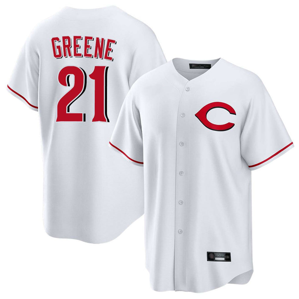 Silnrao C.Reds #21 Hunter Greene Player White Home Game Stitched Jerseys
