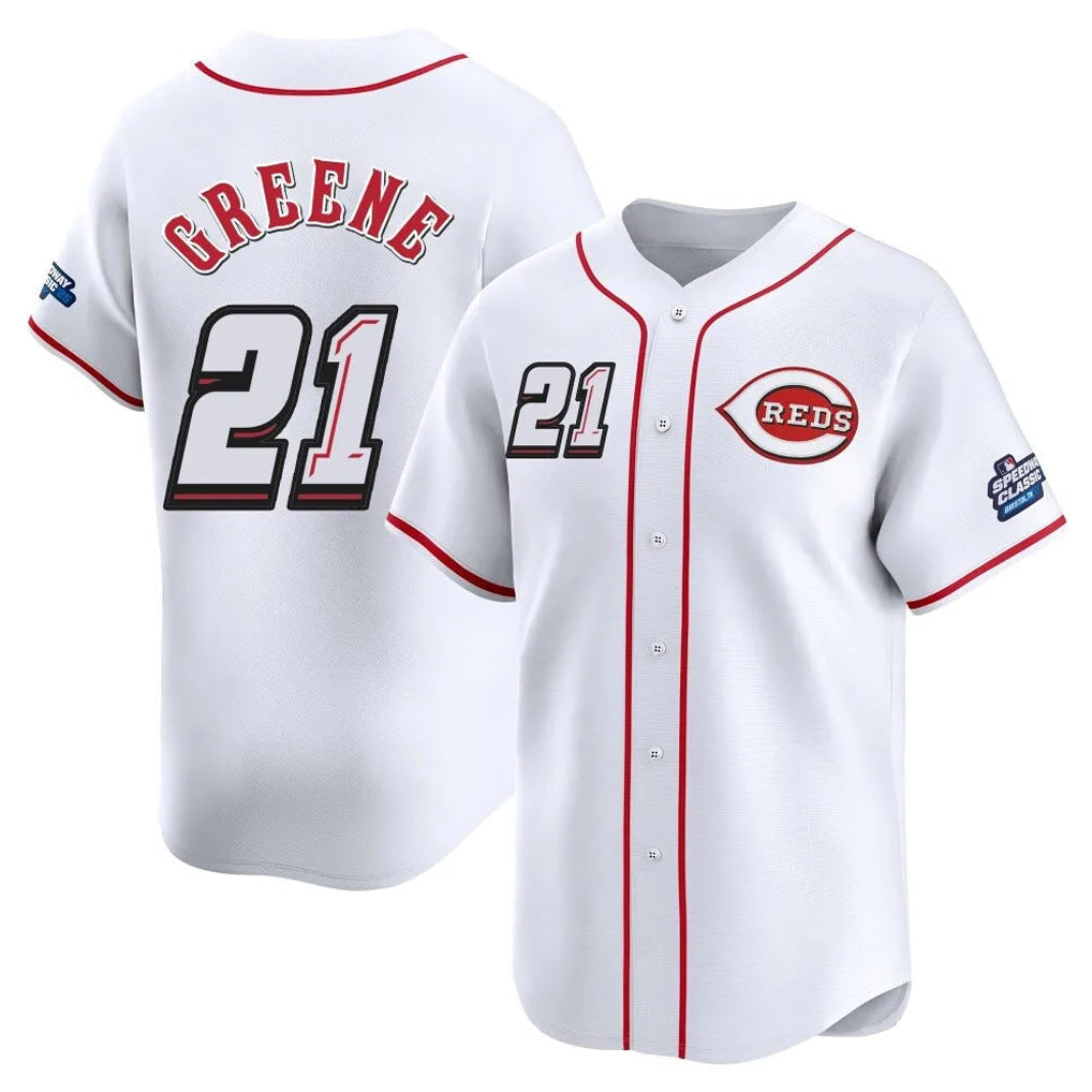 Silnrao C.Reds #21 Hunter Greene Player White Speedway Classic Home Limited Stitched Jerseys