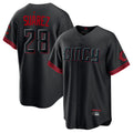 Silnrao C.Reds #28 Eugenio Su¨¢rez Player Black City Connect Home Game Stitched Jerseys