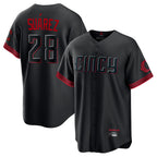 Silnrao C.Reds #28 Eugenio Su¨¢rez Player Black City Connect Home Game Stitched Jerseys