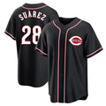 Silnrao C.Reds #28 Eugenio Su¨¢rez Player Black Fashion Out Home Game Stitched Jerseys