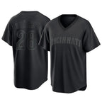 Silnrao C.Reds #28 Eugenio Su¨¢rez Player Black T-shirt Game Home Stitched Jerseys