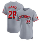 Silnrao C.Reds #28 Eugenio Su¨¢rez Player Gray Limited Elite Home Stitched Jerseys
