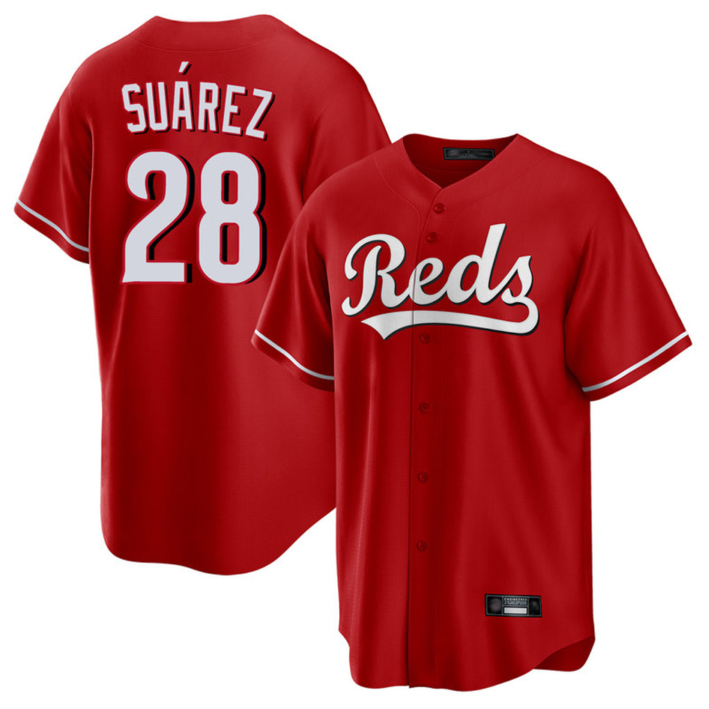 Silnrao C.Reds #28 Eugenio Su¨¢rez Player Red Home Game Stitched Jerseys