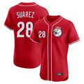 Silnrao C.Reds #28 Eugenio Su¨¢rez Player Red Limited Elite Home Game Stitched Jerseys