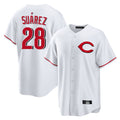 Silnrao C.Reds #28 Eugenio Su¨¢rez Player White Home Game Stitched Jerseys