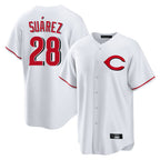 Silnrao C.Reds #28 Eugenio Su¨¢rez Player White Home Game Stitched Jerseys