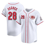 Silnrao C.Reds #28 Eugenio Su¨¢rez Player White Home Limited Stitched Jerseys