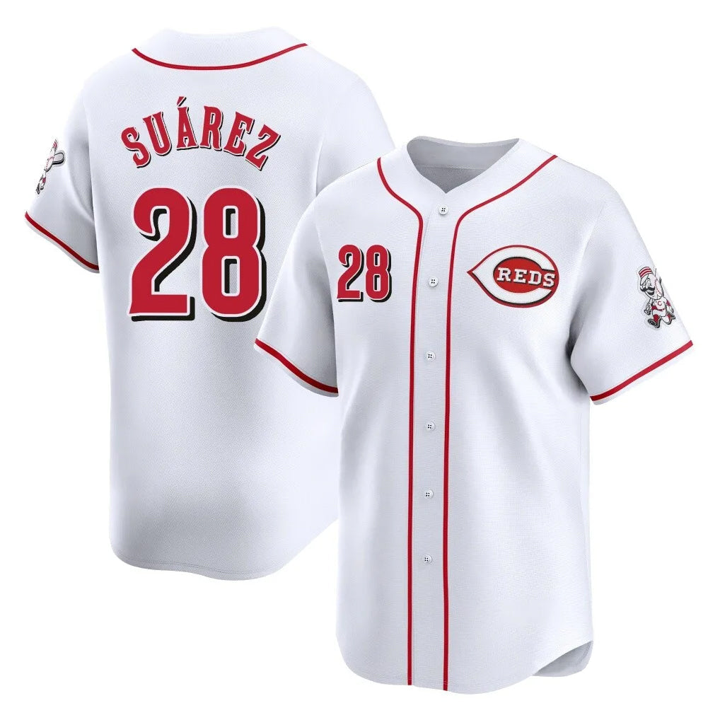Silnrao C.Reds #28 Eugenio Su¨¢rez Player White Home Limited Stitched Jerseys