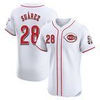 Silnrao C.Reds #28 Eugenio Su¨¢rez Player White Limited Elite Home Stitched Jerseys