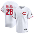 Silnrao C.Reds #28 Eugenio Su¨¢rez Player White Limited Home Stitched Jerseys
