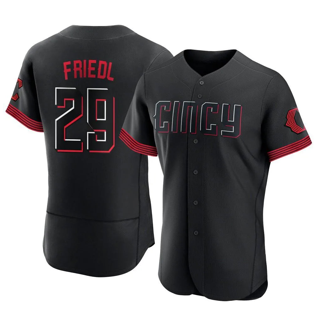 Silnrao C.Reds #29 TJ Friedl Player Black City Connect Limited Elite Home Stitched Jerseys
