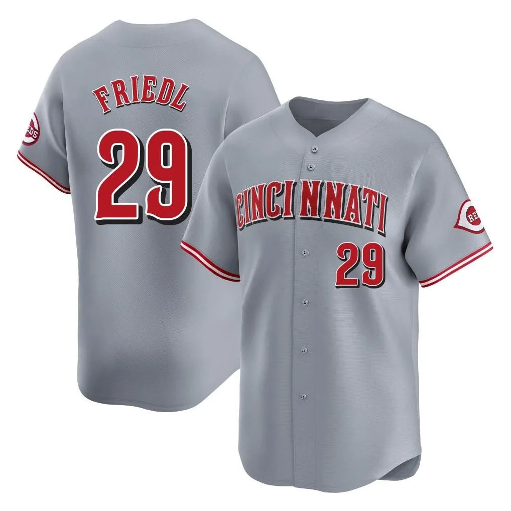 Silnrao C.Reds #29 TJ Friedl Player Gray Home Limited Stitched Jerseys