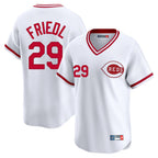 Silnrao C.Reds #29 TJ Friedl Player White Cooperstown Collection Limited T-shirt Home Stitched Jerseys