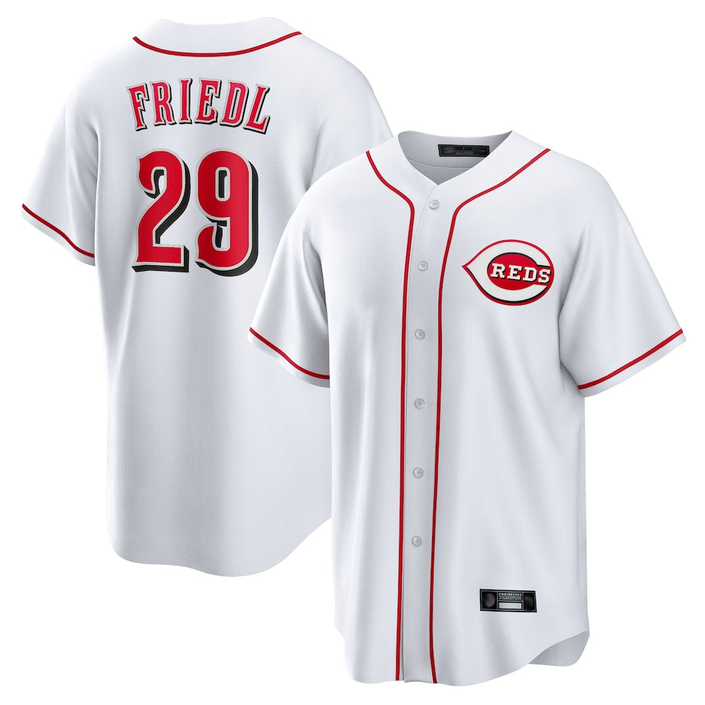 Silnrao C.Reds #29 TJ Friedl Player White Game Home Stitched Jerseys
