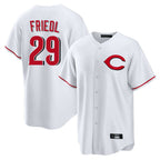 Silnrao C.Reds #29 TJ Friedl Player White Home Game Stitched Jerseys