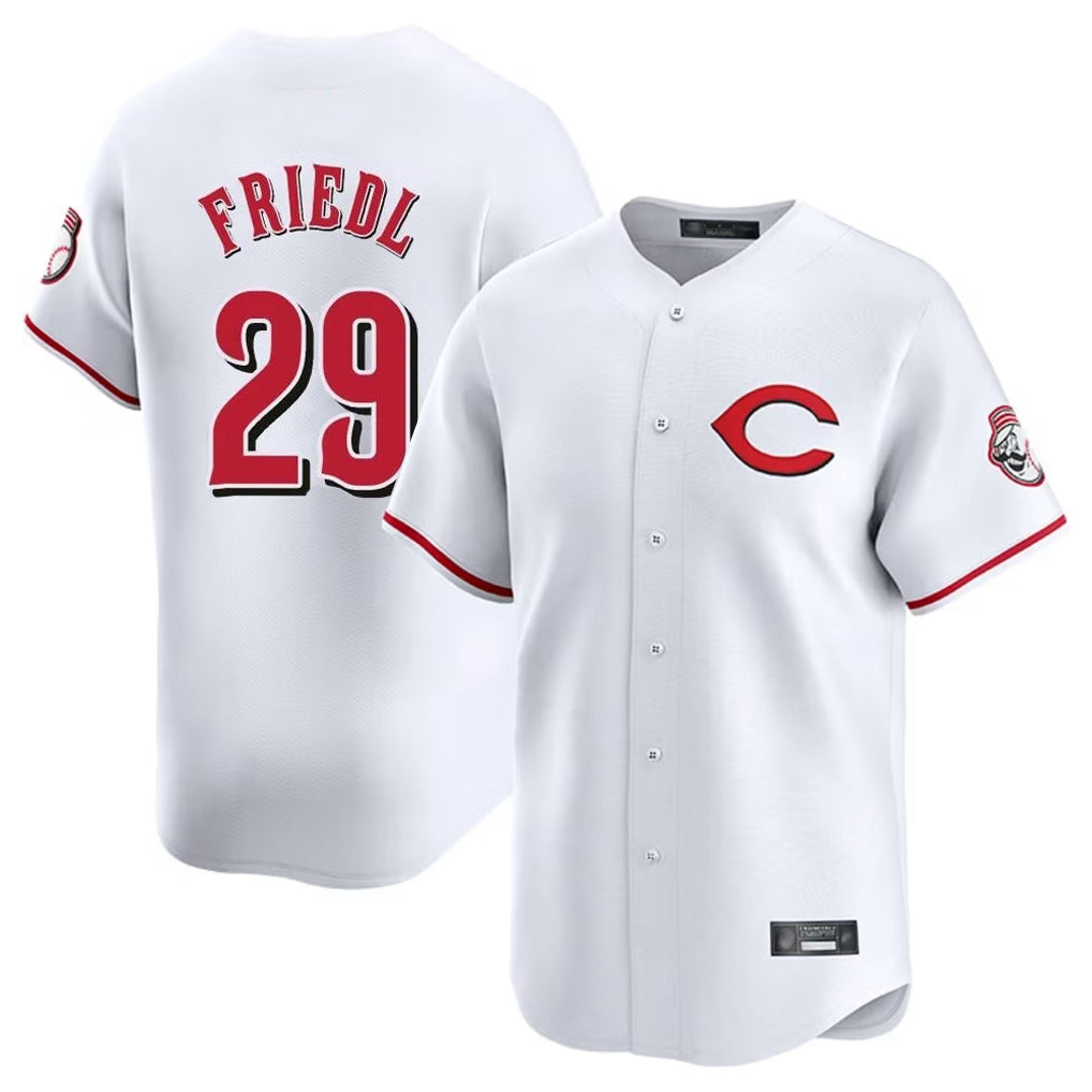 Silnrao C.Reds #29 TJ Friedl Player White Limited Home Stitched Jerseys