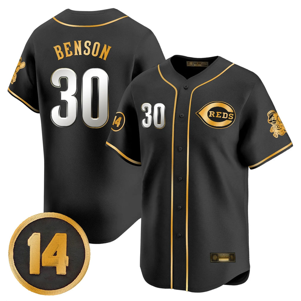 Silnrao C.Reds #30 Ken Griffey Player Black-Gold Vapor Premier Limited Home Stitched Jerseys