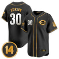 Silnrao C.Reds #30 Ken Griffey Player Black-Gold Vapor Premier Limited Home Stitched Jerseys