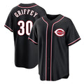 Silnrao C.Reds #30 Ken Griffey Player Black Fashion Out Home Game Stitched Jerseys