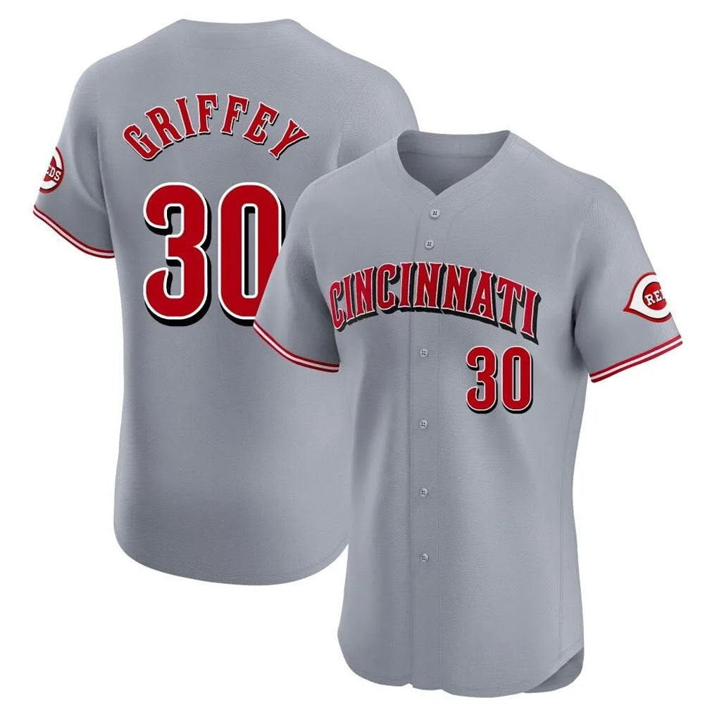 Silnrao C.Reds #30 Ken Griffey Player Gray Limited Elite Home Stitched Jerseys