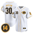 Silnrao C.Reds #30 Ken Griffey Player White-Gold Vapor Premier Limited Home Stitched Jerseys