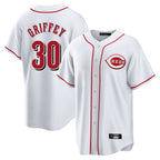Silnrao C.Reds #30 Ken Griffey Player White Game Home Stitched Jerseys