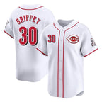 Silnrao C.Reds #30 Ken Griffey Player White Home Limited Stitched Jerseys