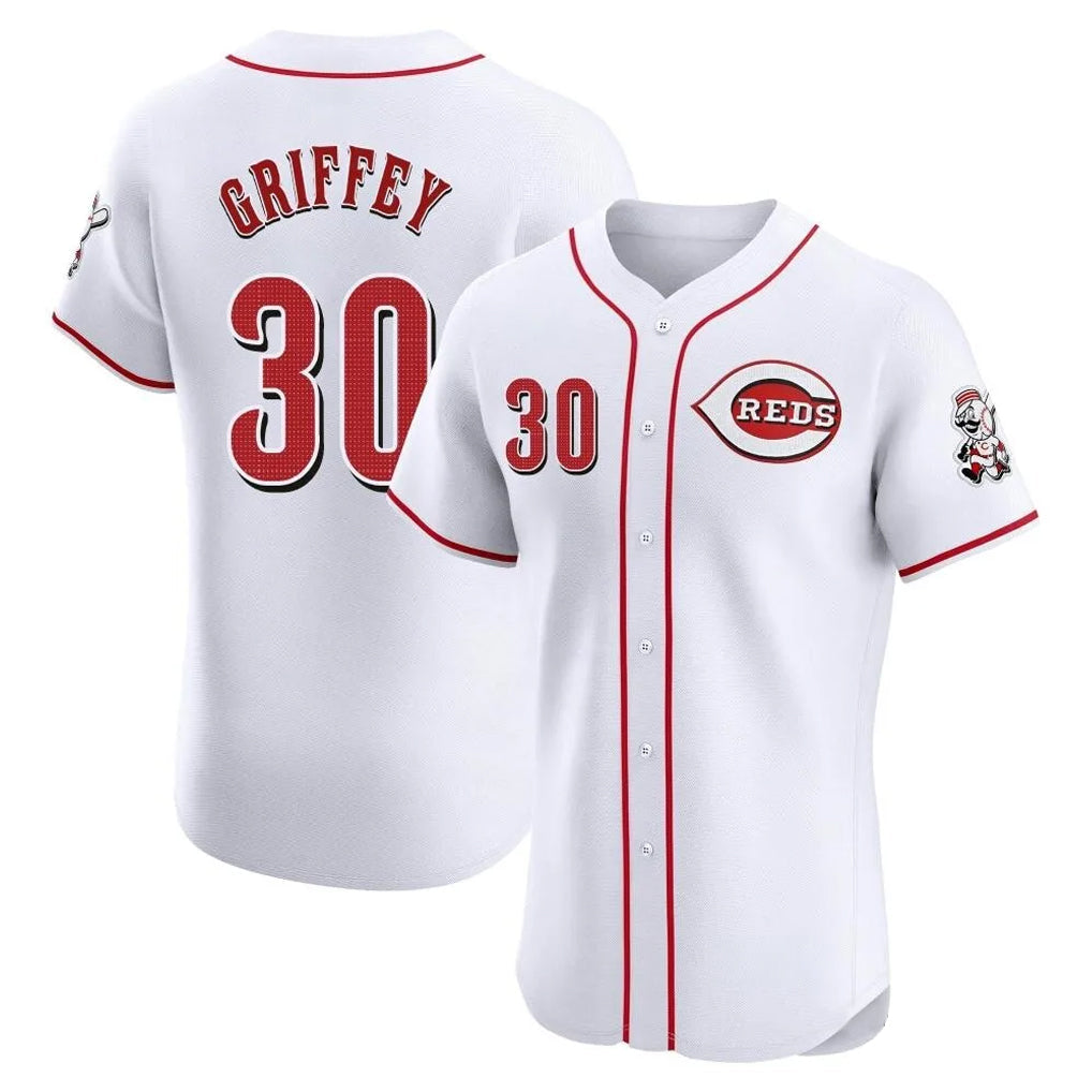 Silnrao C.Reds #30 Ken Griffey Player White Limited Elite Home Stitched Jerseys