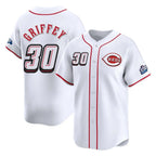 Silnrao C.Reds #30 Ken Griffey Player White Speedway Classic Home Limited Stitched Jerseys