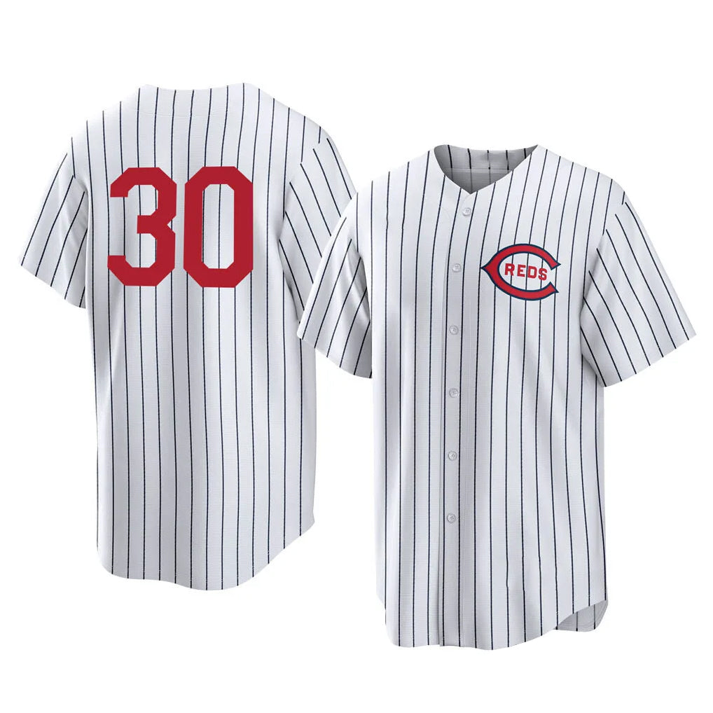 Silnrao C.Reds #30 Ken Griffey Player White Stripe Field of Dreams Game Home Stitched Jerseys