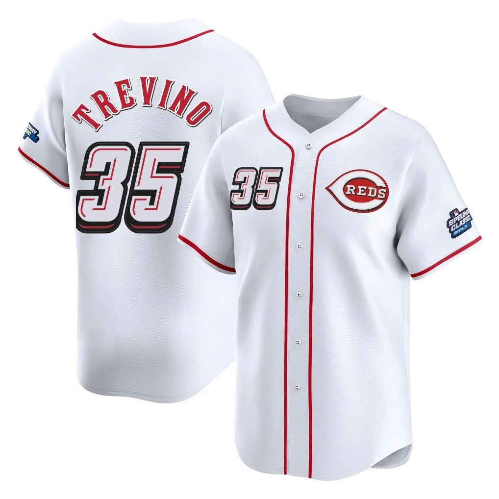 Silnrao C.Reds #35 Jose Trevino Player White Speedway Classic Home Limited Stitched Jerseys