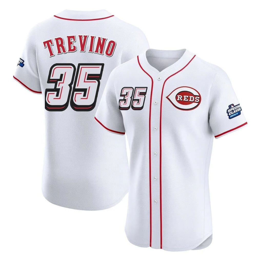 Silnrao C.Reds #35 Jose Trevino Player White Speedway Classic Limited Elite Home Stitched Jerseys