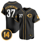 Silnrao C.Reds #37 Tyler Stephenson Player Black-Gold Vapor Premier Limited Home Stitched Jerseys